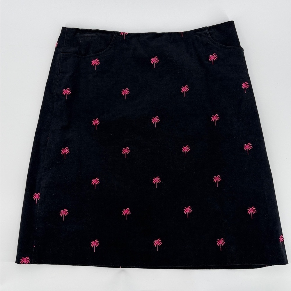 VTG Lilly Pulitzer Women’s Black Velour Pink Palm Short Skirt Sz 9 With Pockets - Picture 4 of 12